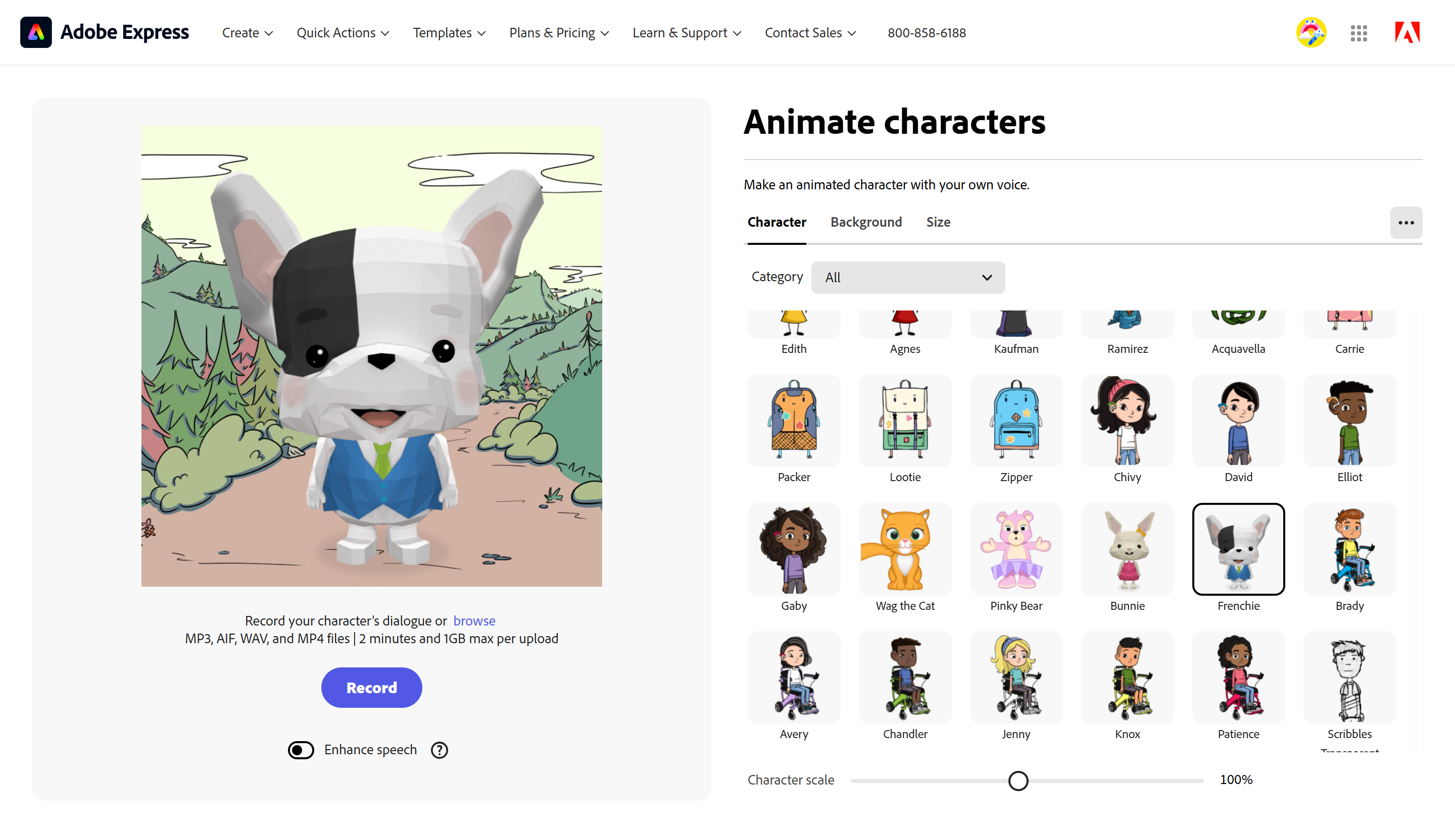 Interface ng Adobe Express - ang pinakamahusay na tool upang gumawa ng mga 3D na animation online