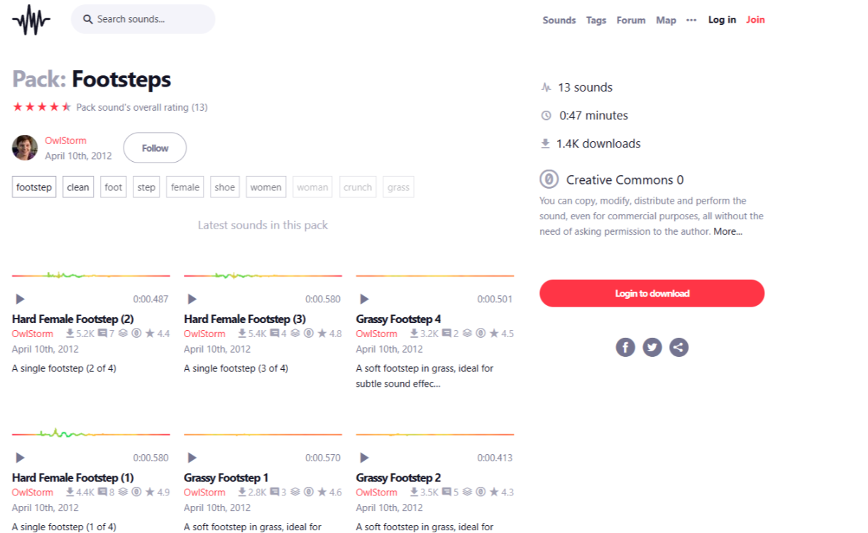 Freesound interface