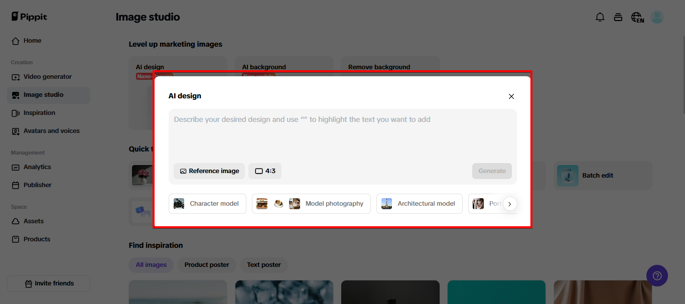 AI design tool in Pippit