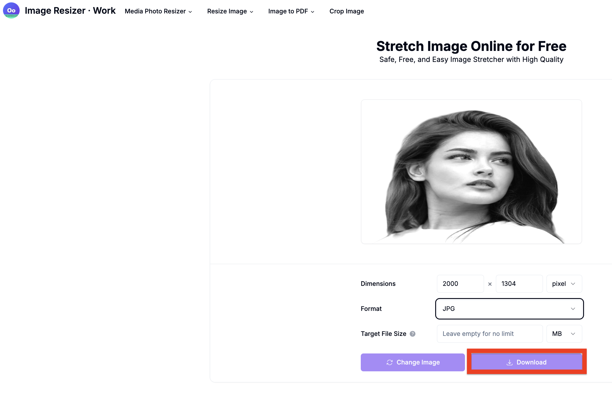 Save the stretched image