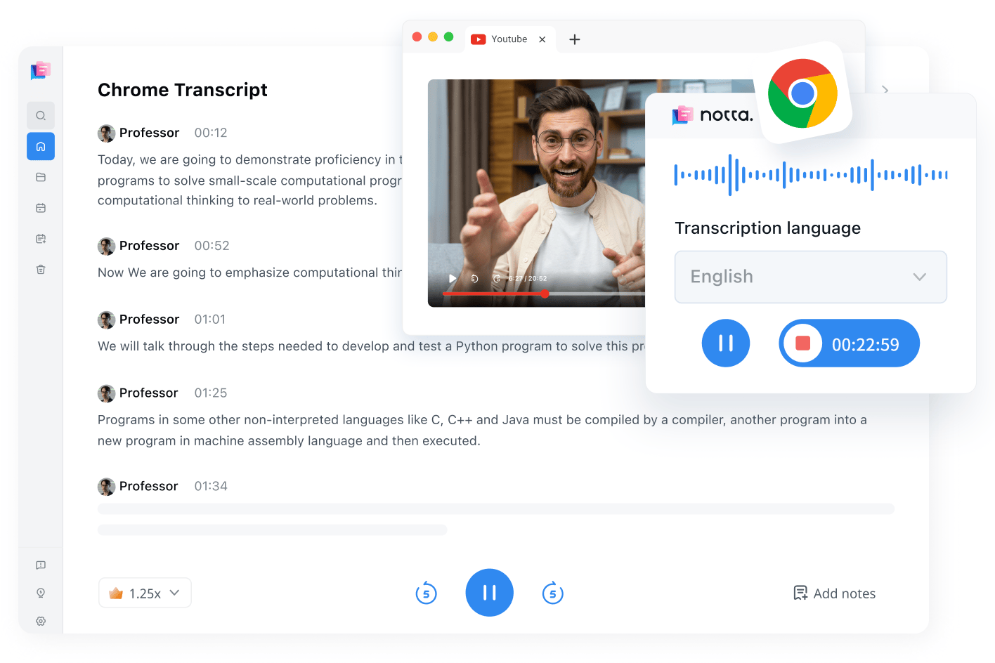 Notta - a melhor extensão do Chrome para transformar voz em texto