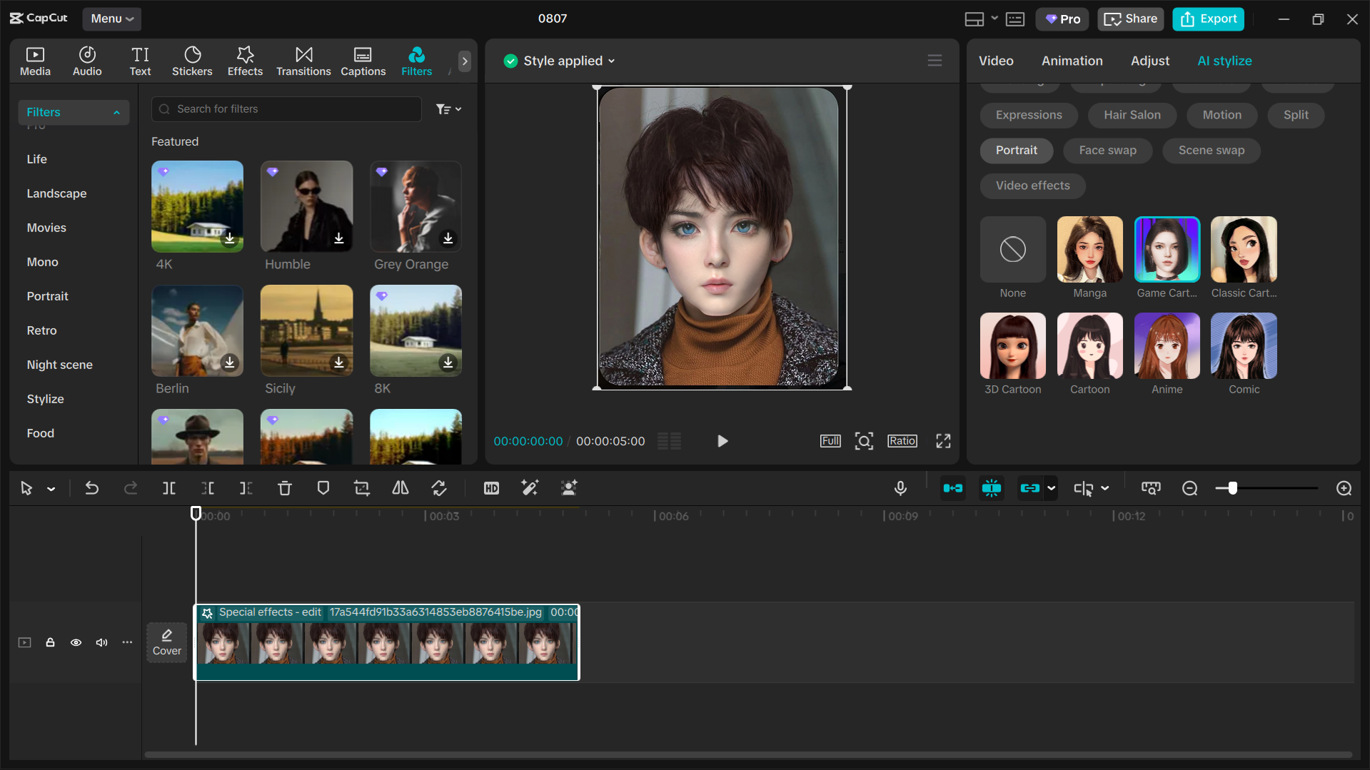 Interface of Capcut desktop video editor - best tool to create avatars from pictures