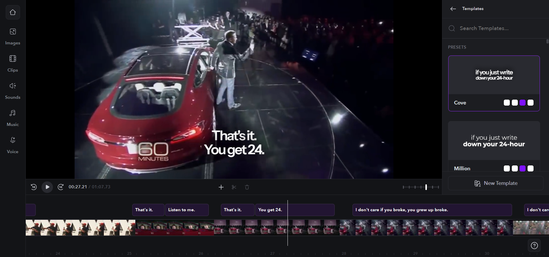Interface do Captions AI