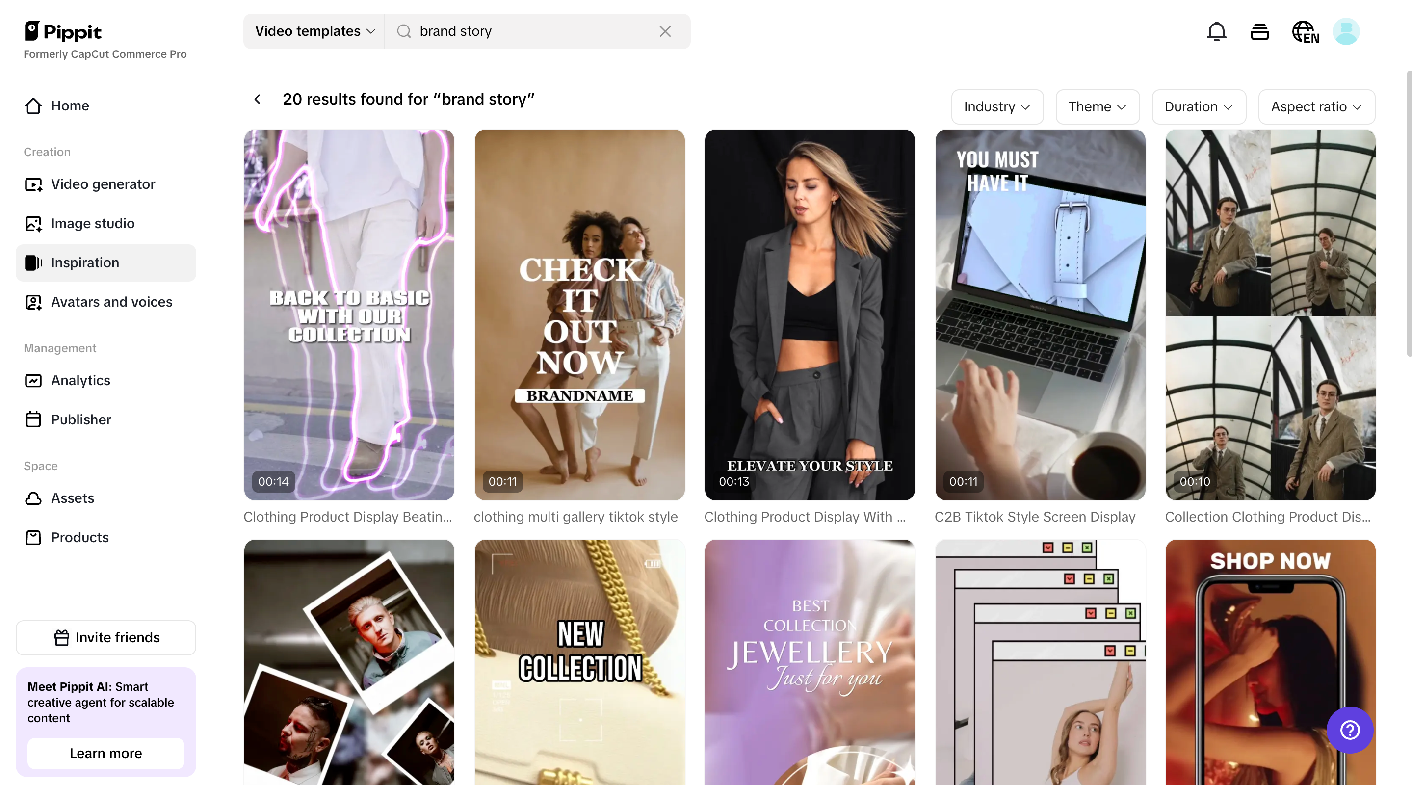 Customizable brand story templates