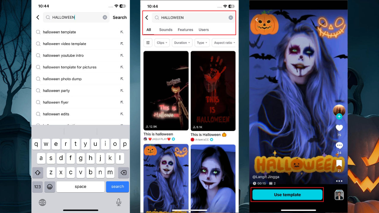 Launch CapCut App and choose Halloween template