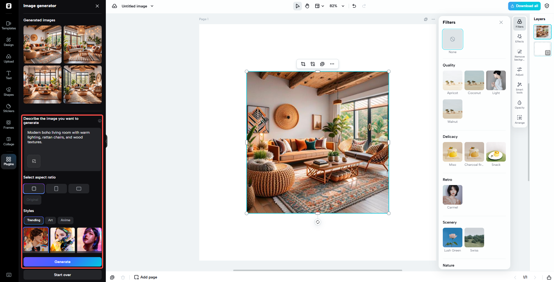 Text to image generation