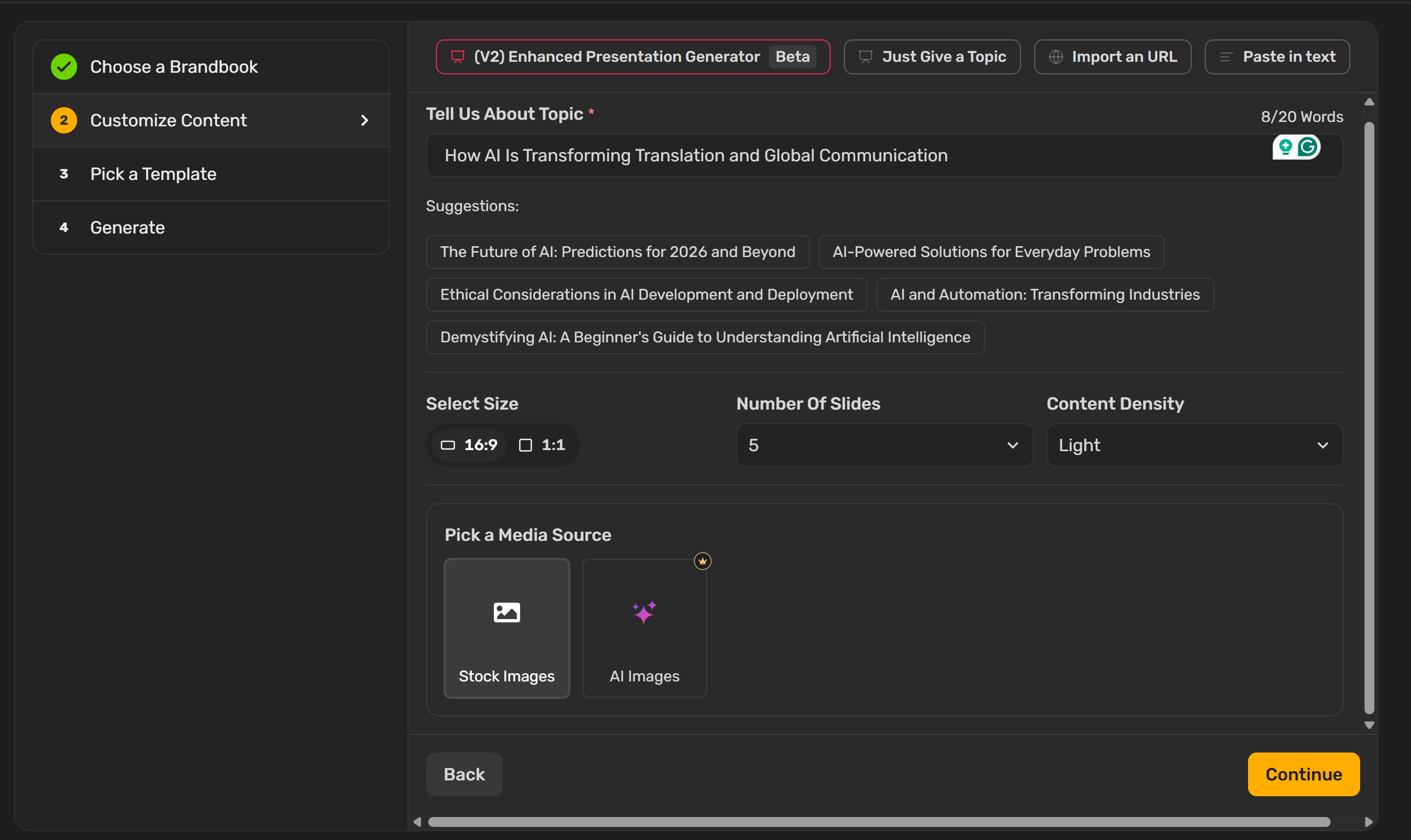 Customize your presentation in Simplified AI presentation maker