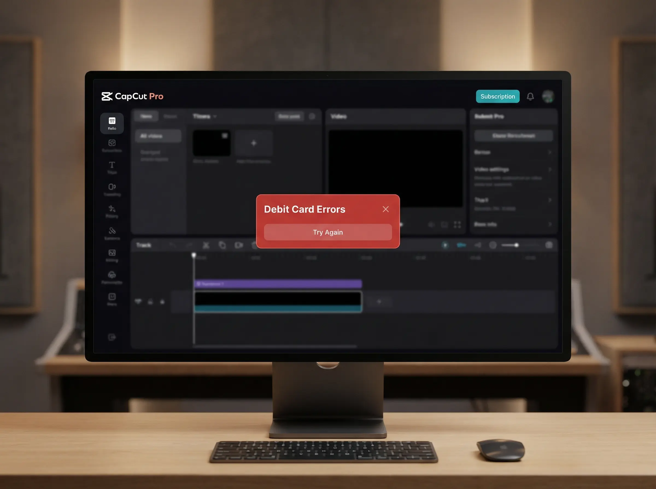 debit card errors when upgrading CapCut Pro