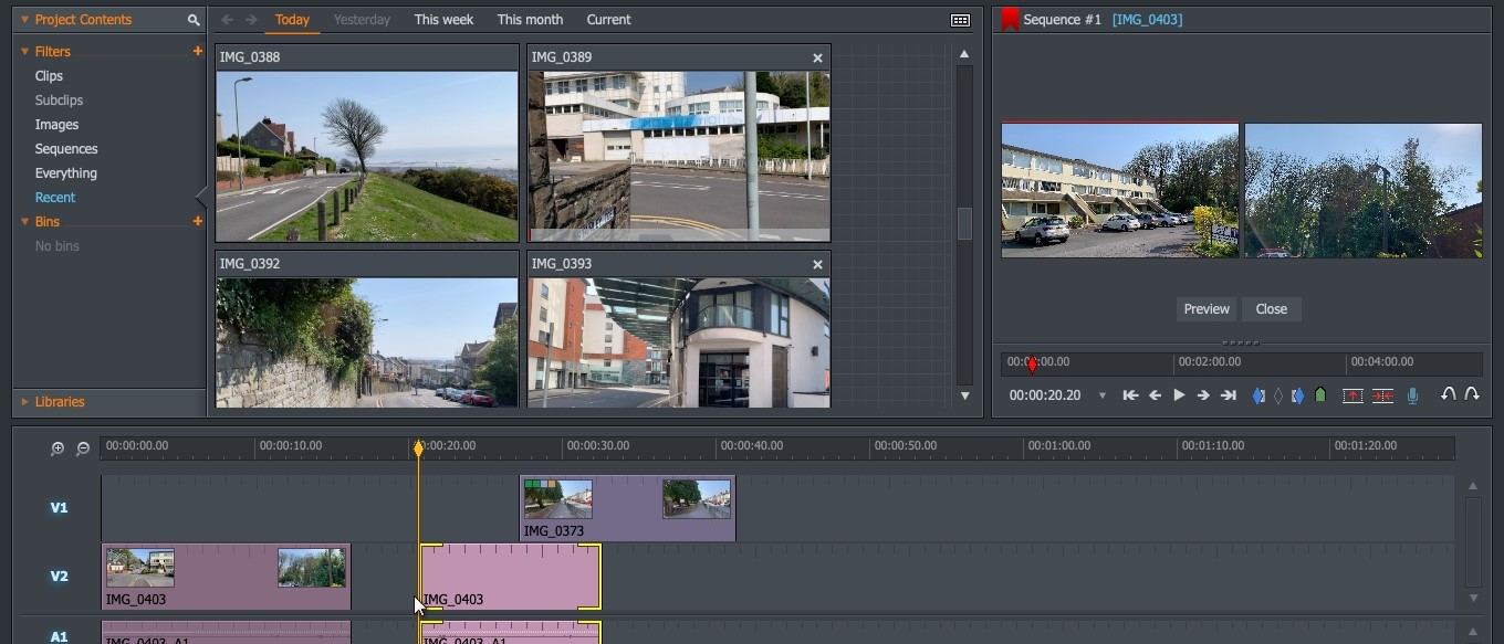 Interface of Lightworks - a professional open source video editor