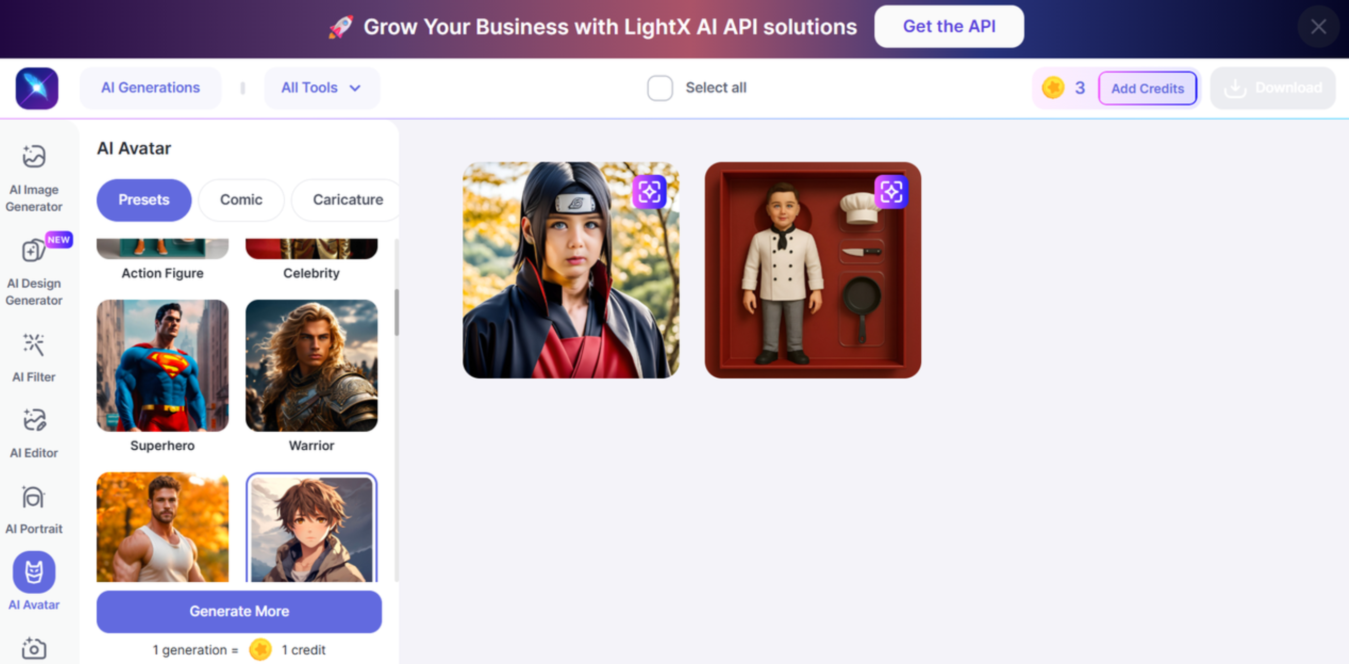 LightX - the easy tool to create an avatar from a picture using AI