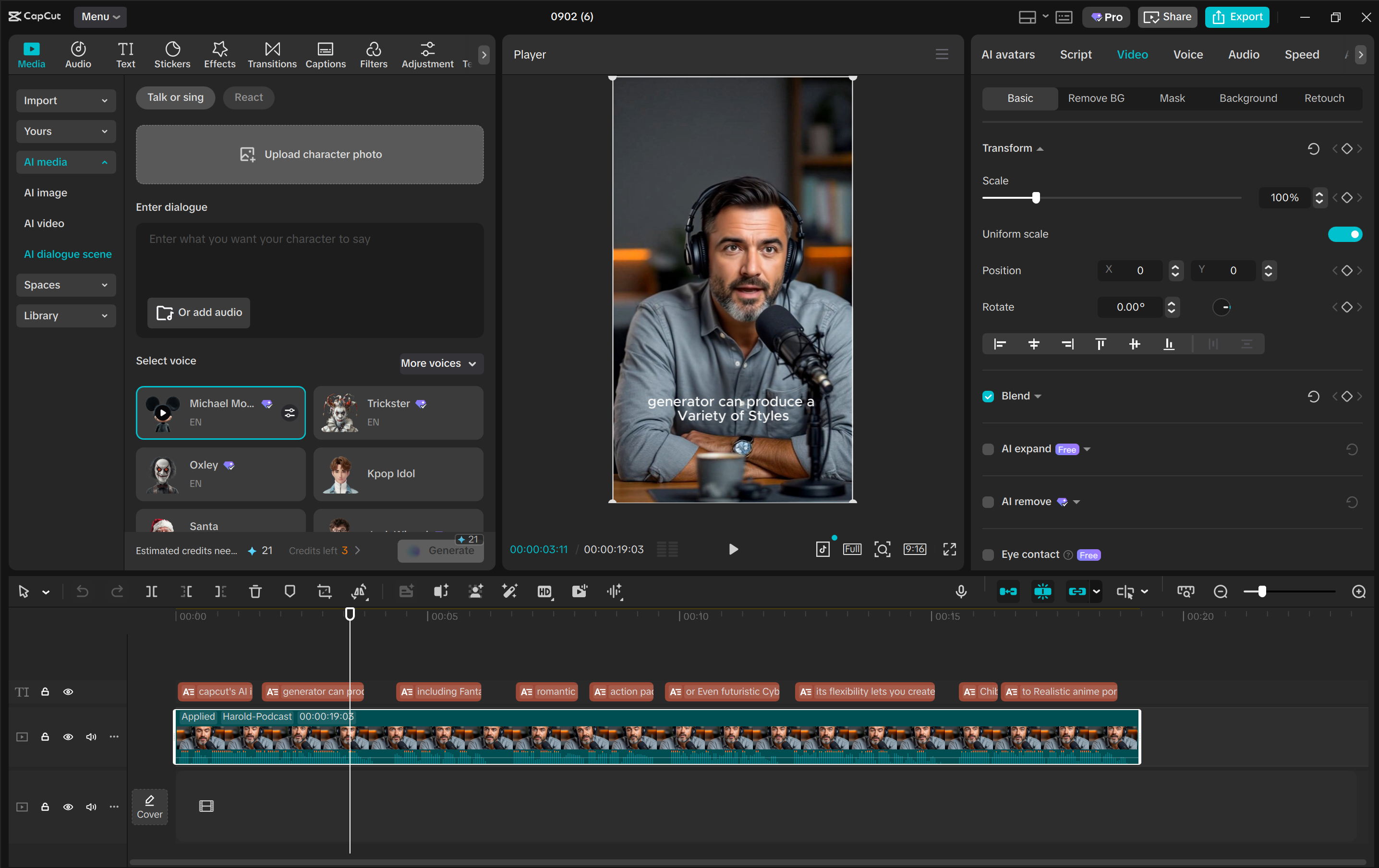 Interface of the CapCut desktop video editor - the best tool to make pictures talk