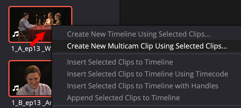 Tạo clip multicam