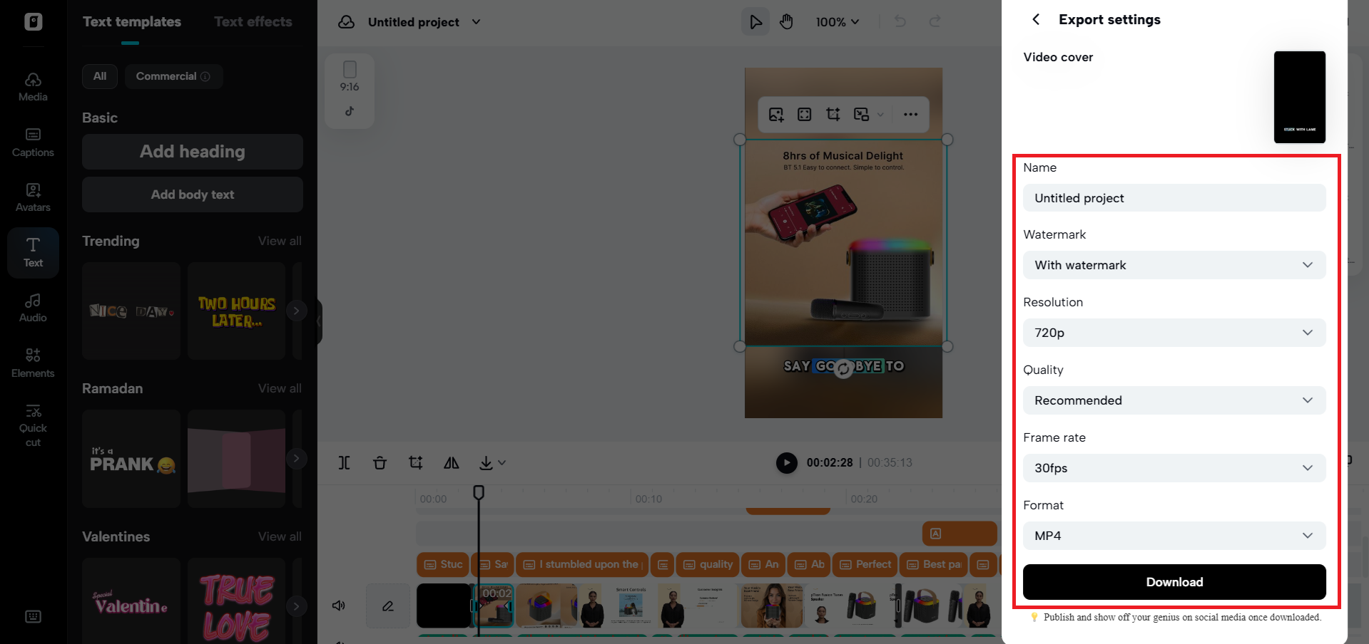 Export your video