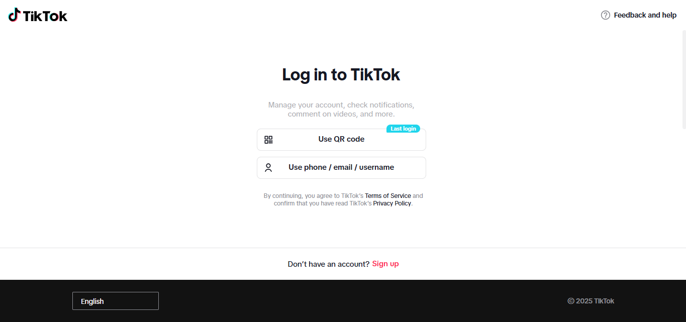 Masaüstünde TikTok analizini açma