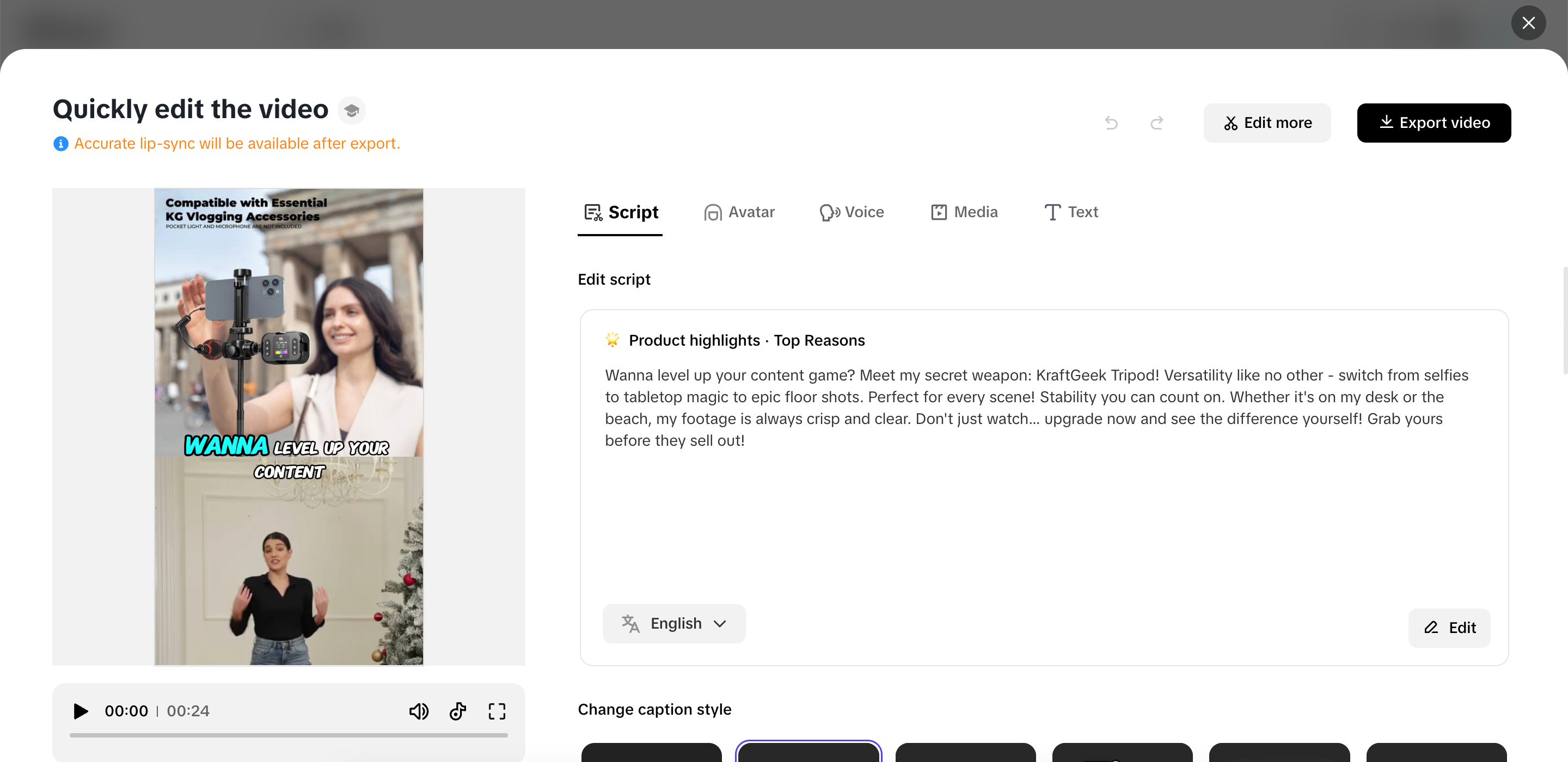 Perform any quick changes to your video