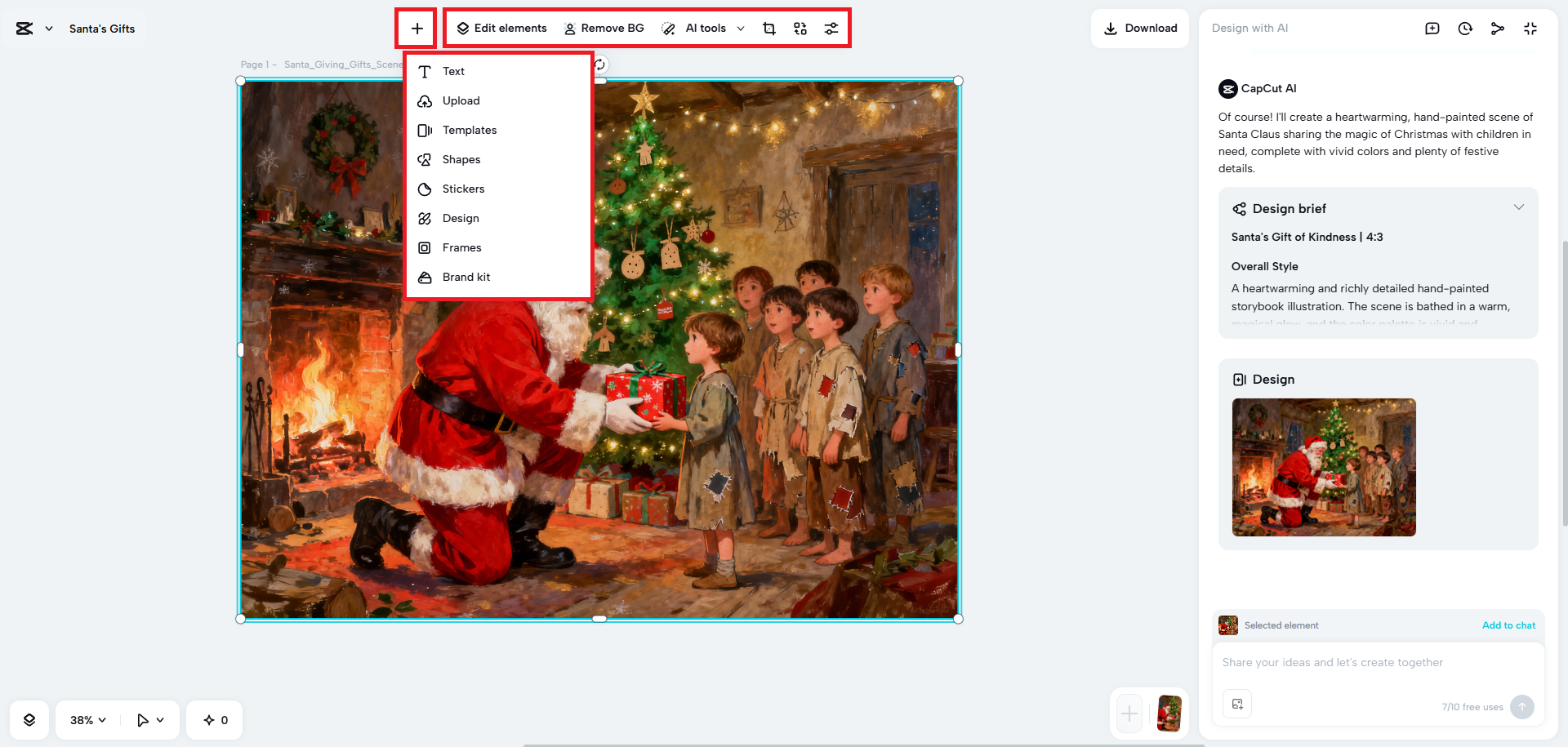 Edit your AI Santa photo manually
