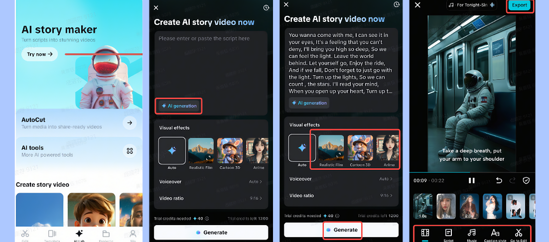 Gere histórias usando CapCut IA Story Maker