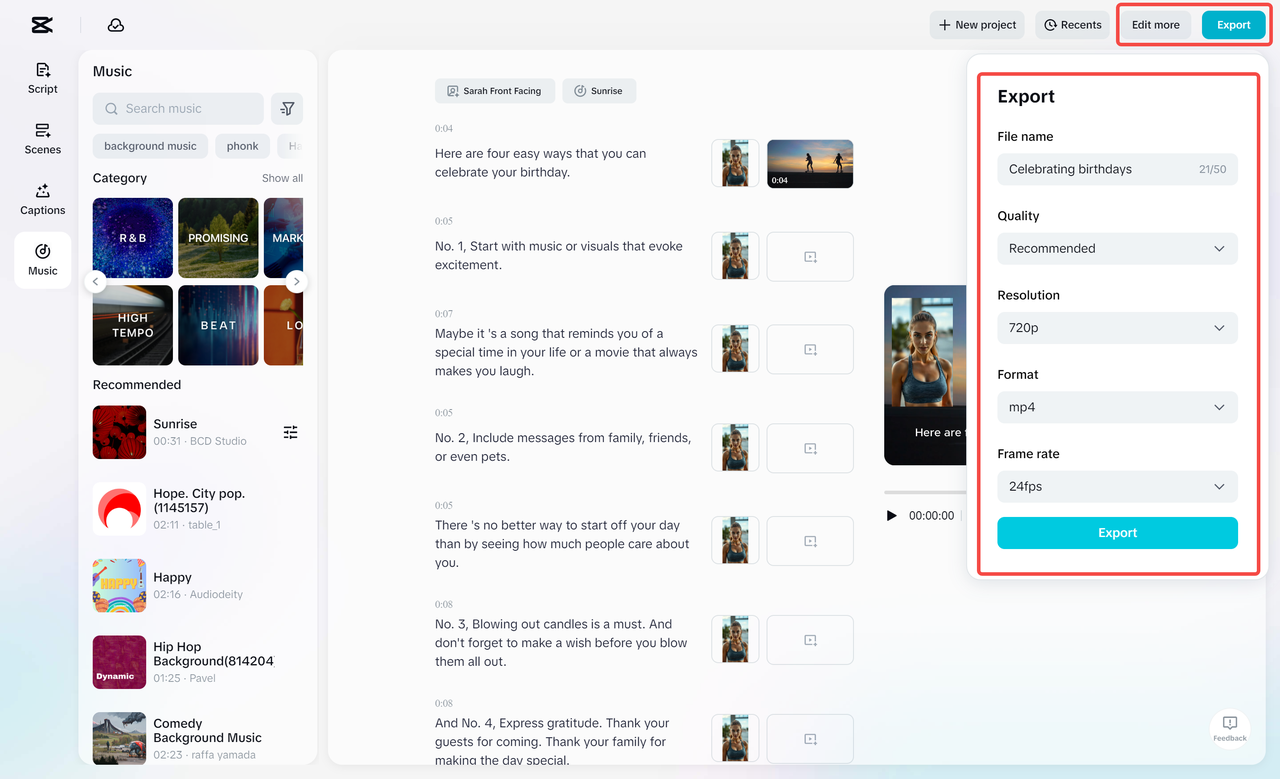 Export your video