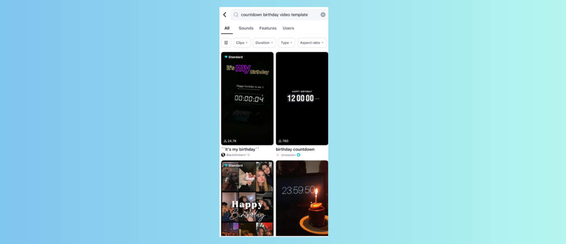 Countdown birthday video templates