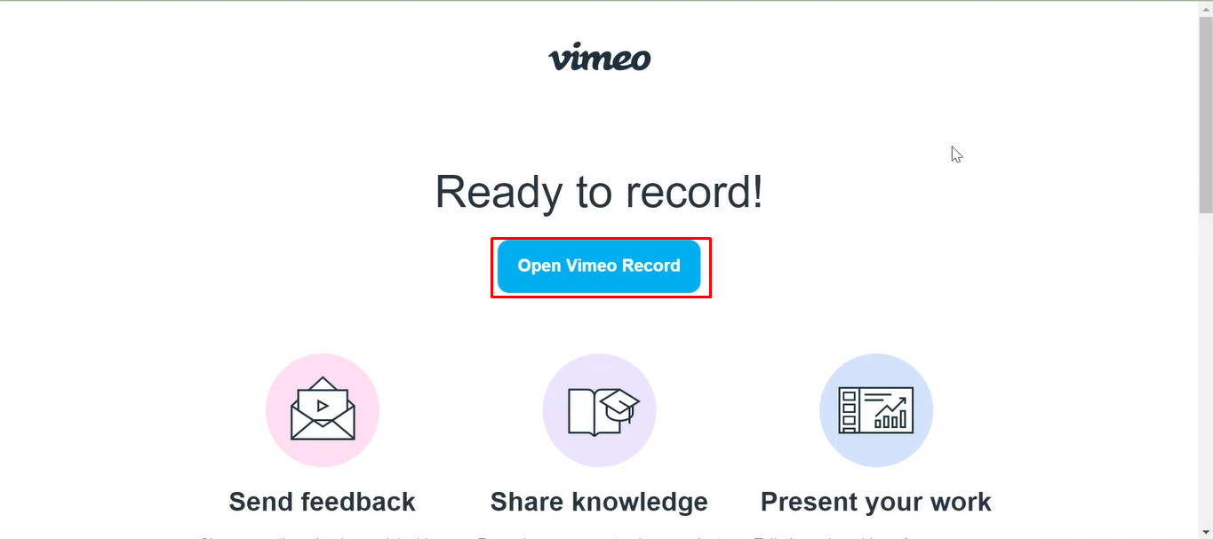 Opening the Vimeo Recorder