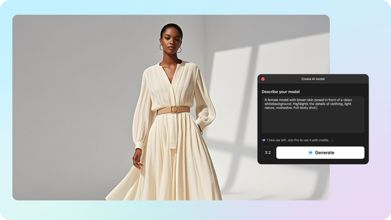 Menjana model dengan memasukkan prompt dalam penyunting video desktop CapCut.