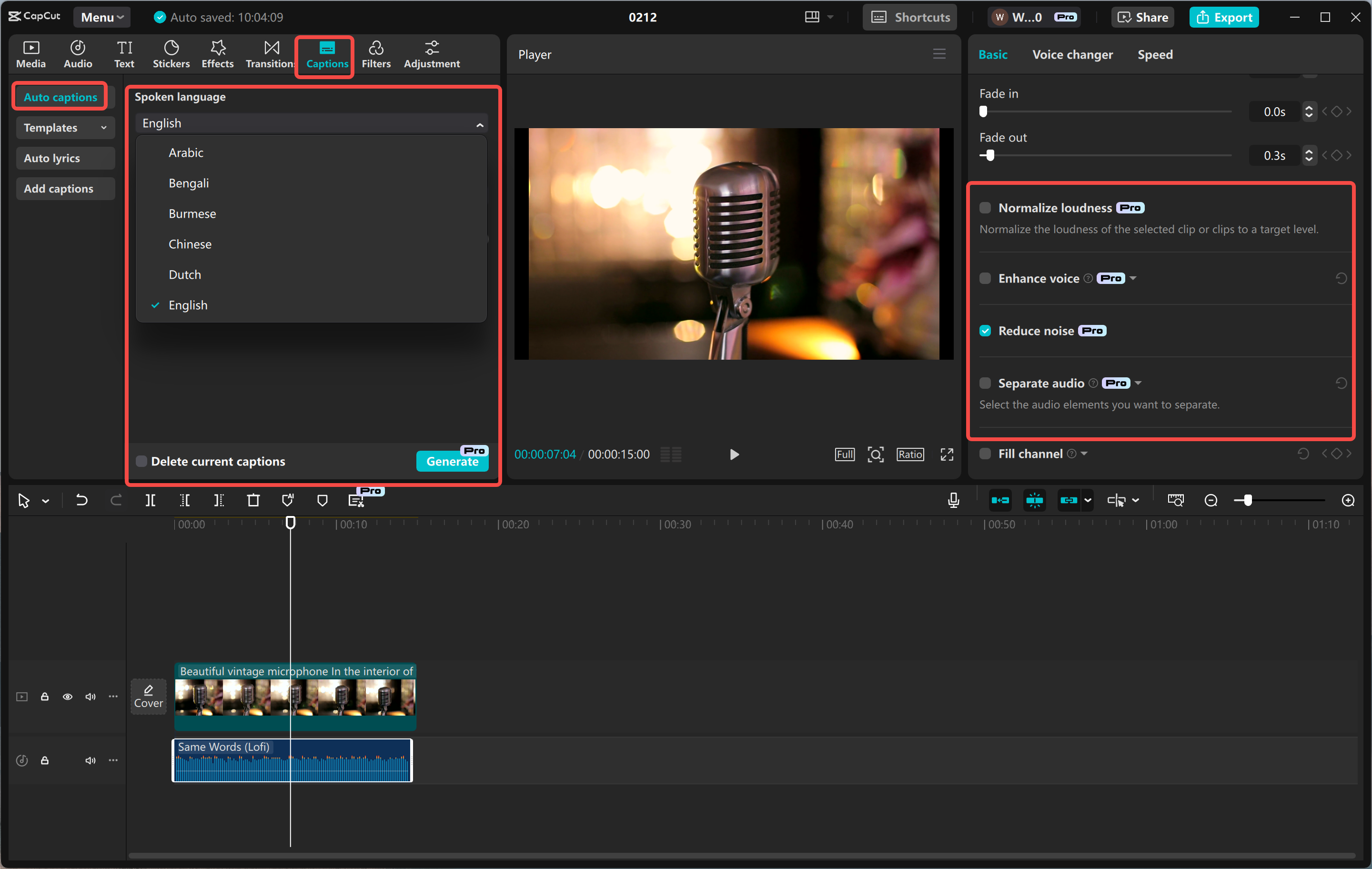 Paglalapat ng mga epekto sa pag-record ng screen sa CapCut desktop video editor