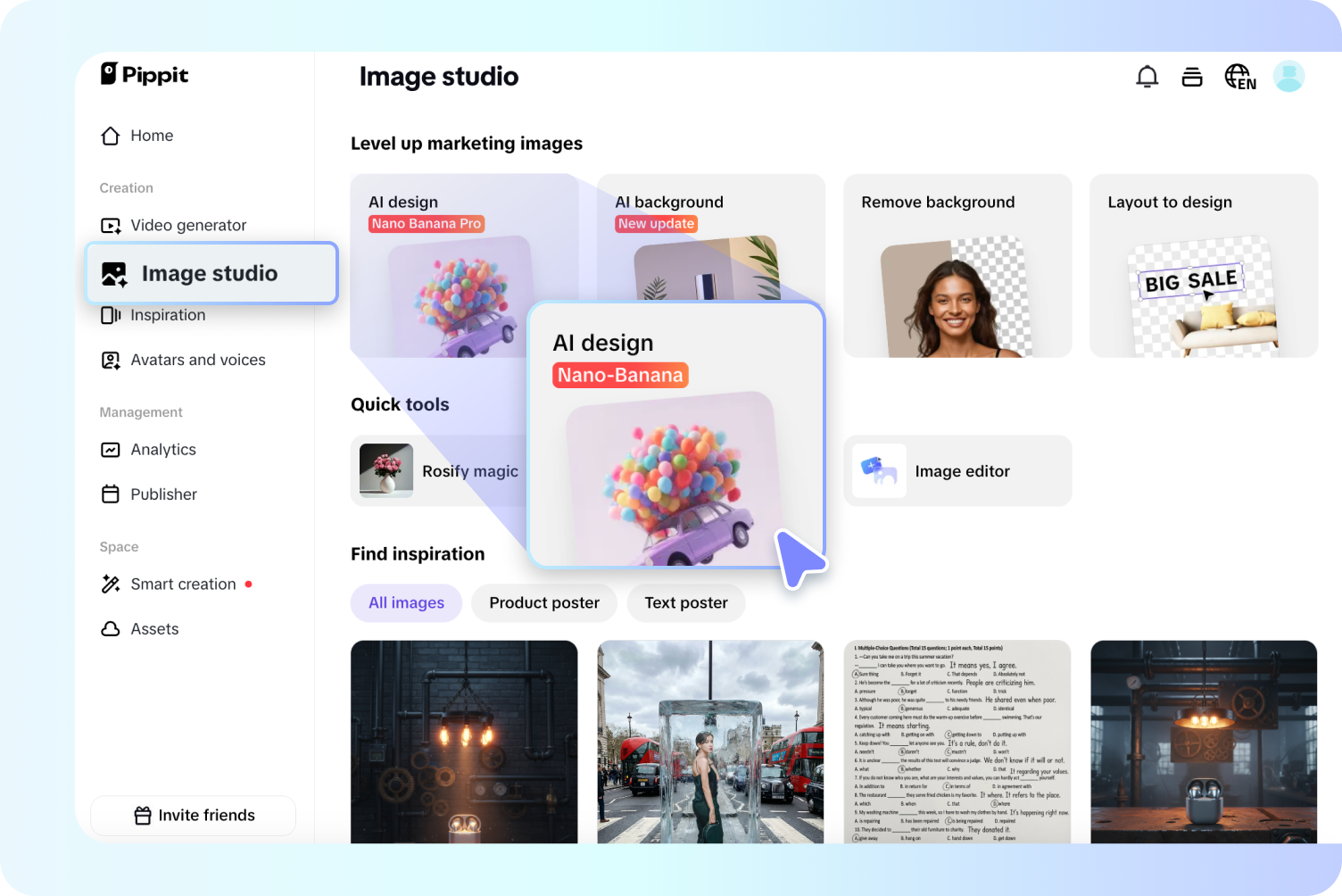 select pippit ai design tool