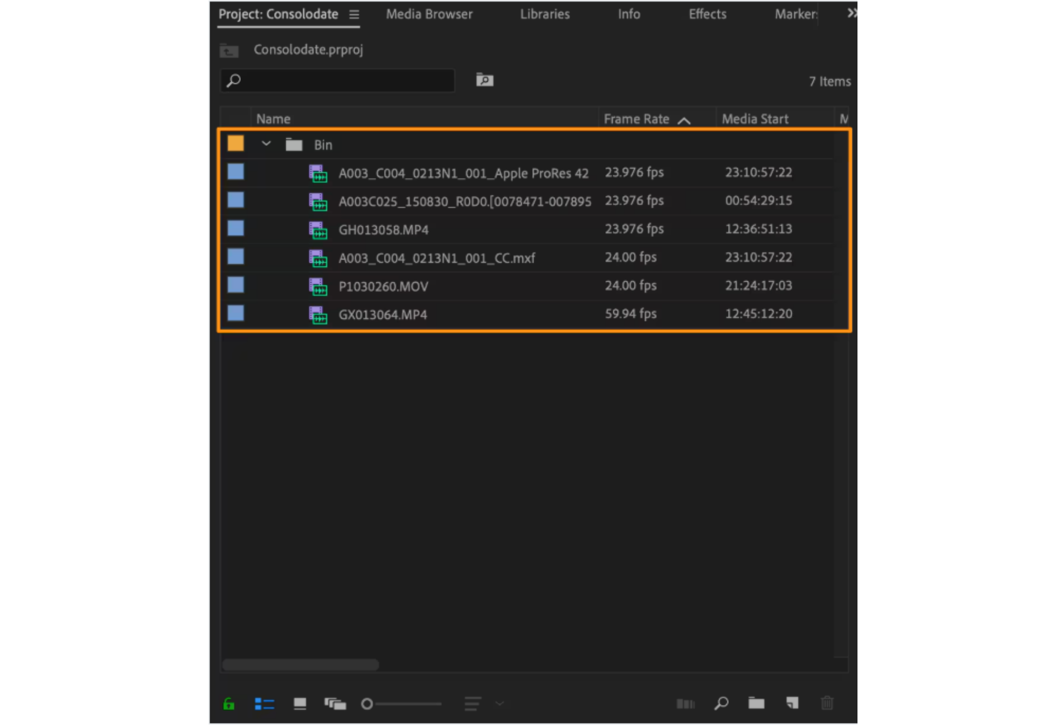 Importazione di un file video con audio in Adobe Premiere Pro