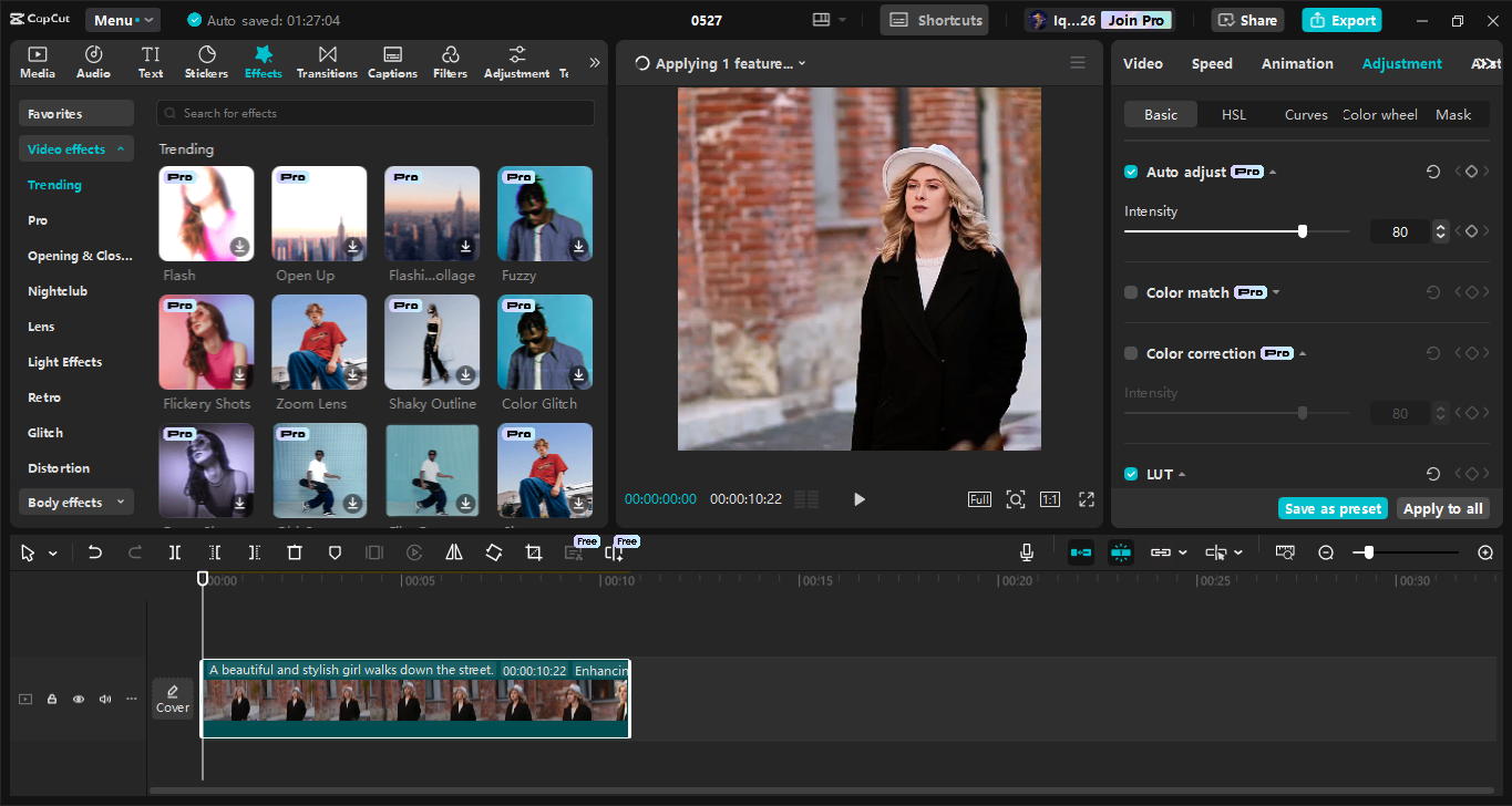 La interfaz del editor de video de escritorio Capcut