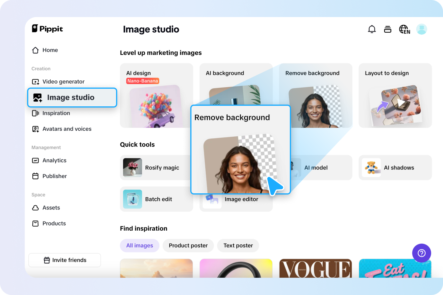 Opening Remove background tool