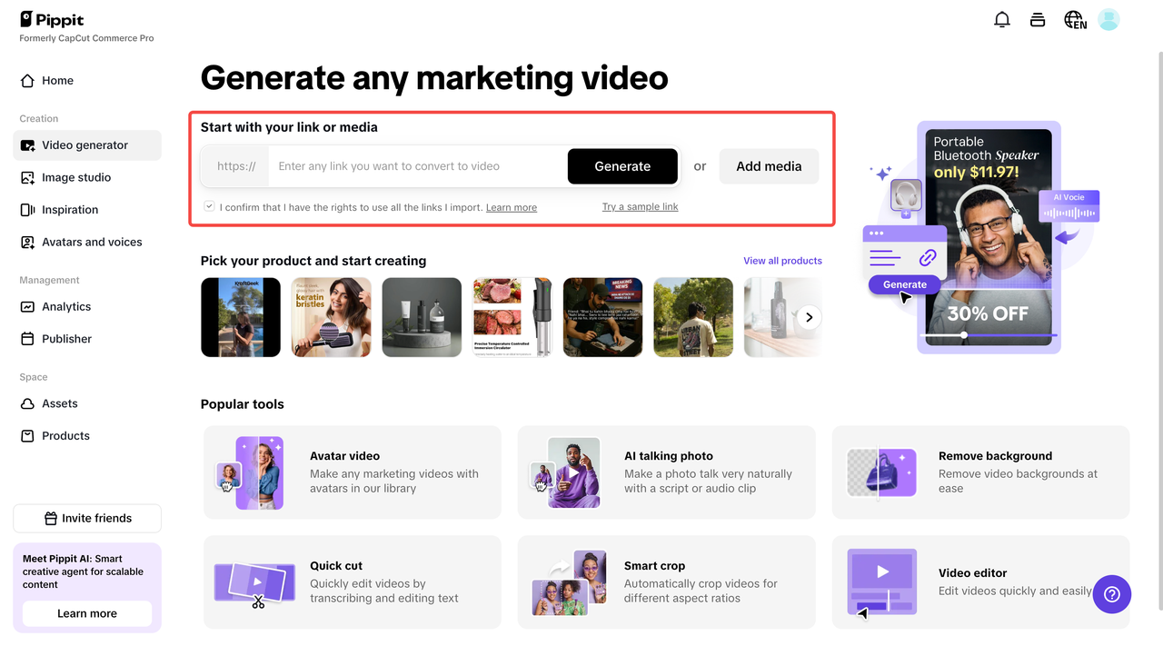 Geração de vídeo com um clique