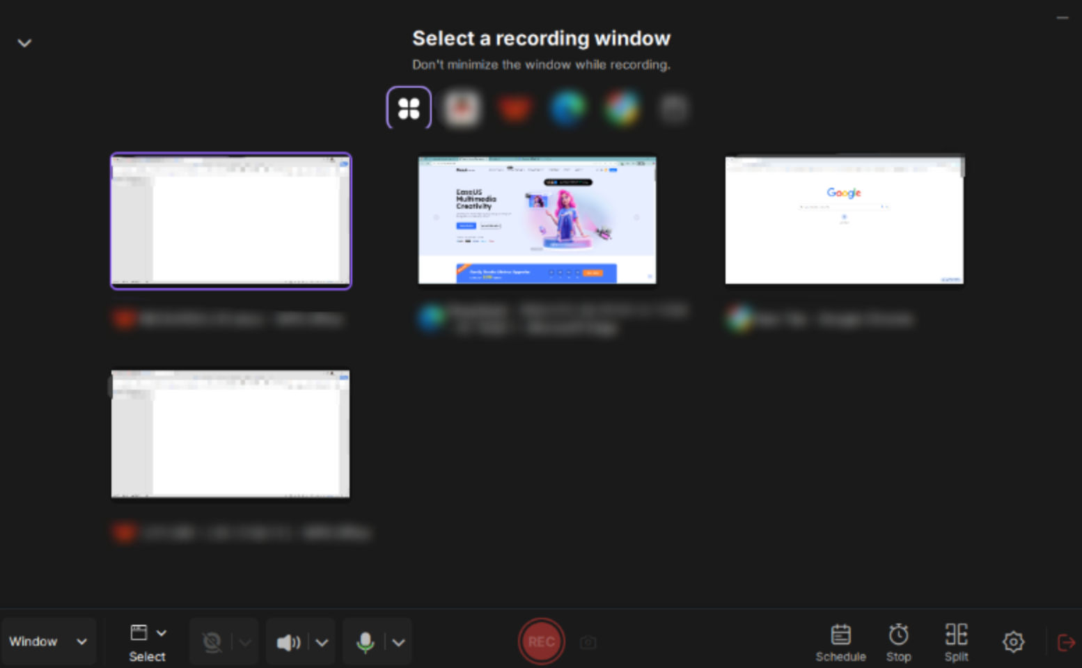 Pagpili ng lugar na ire-record gamit ang EaseUS Recorder