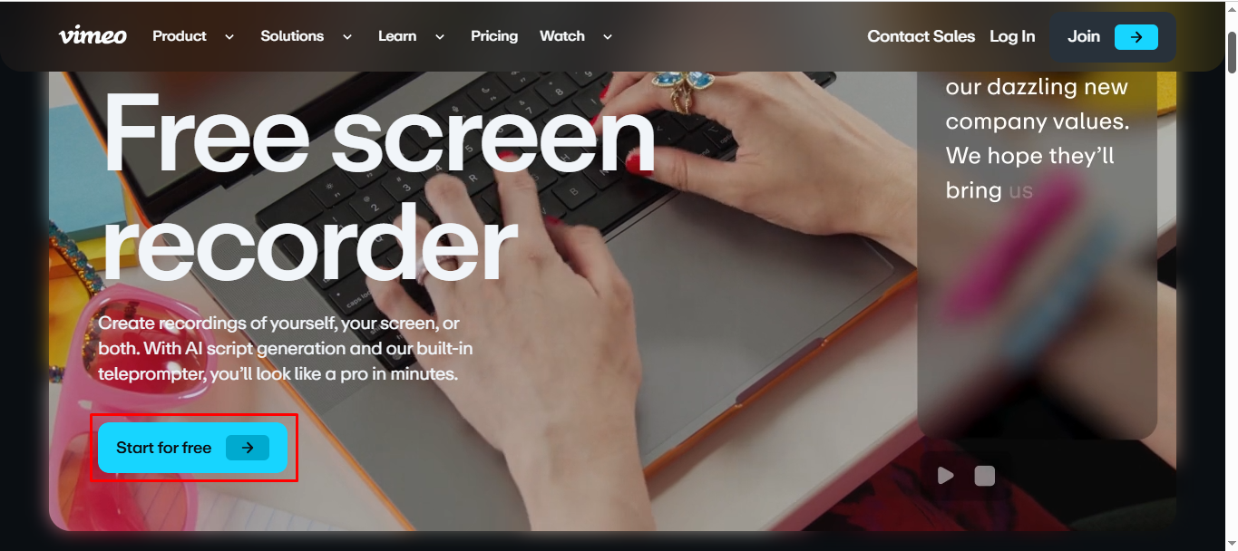Accessing the official website of Vimeo Recorder