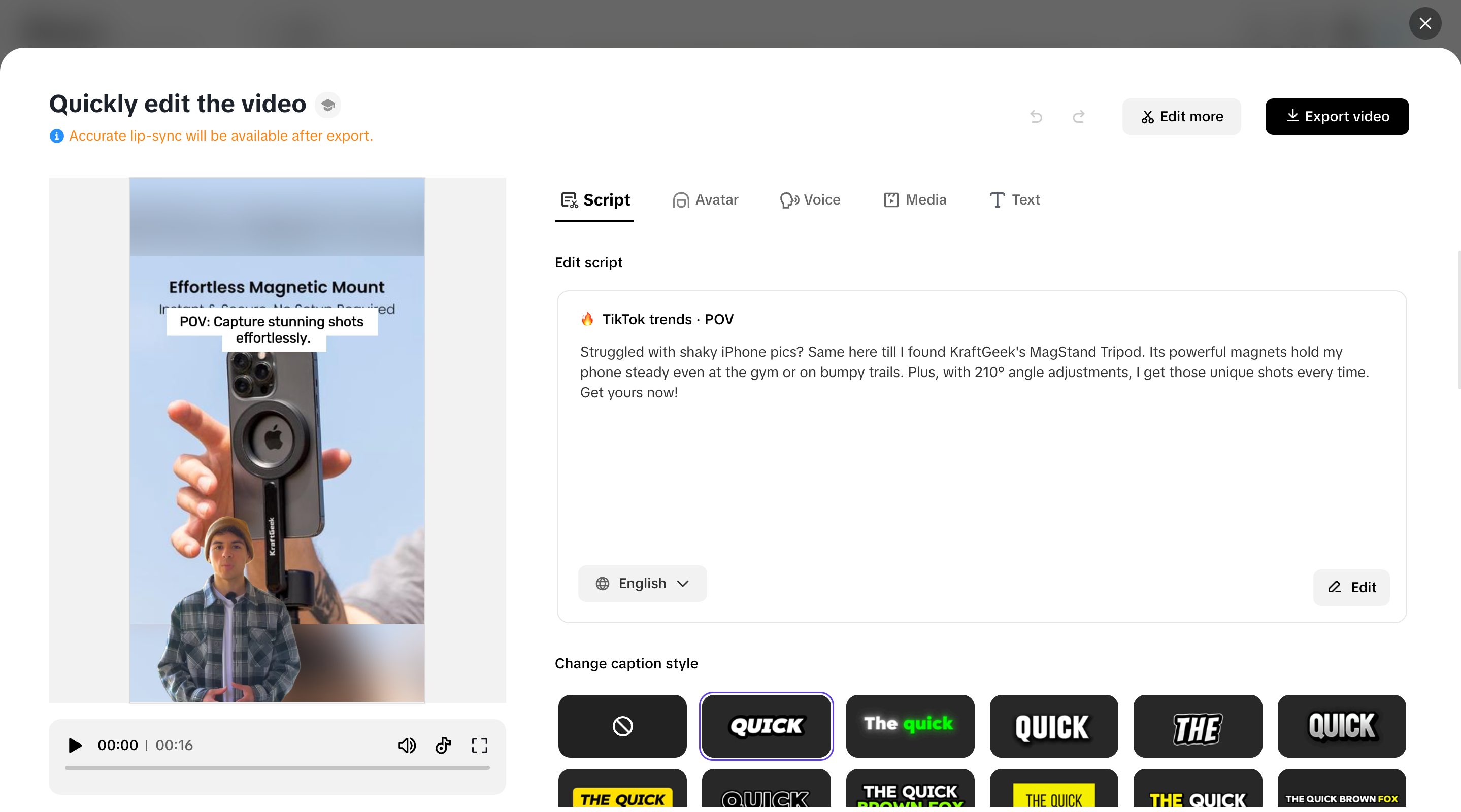 Edit and refine your video