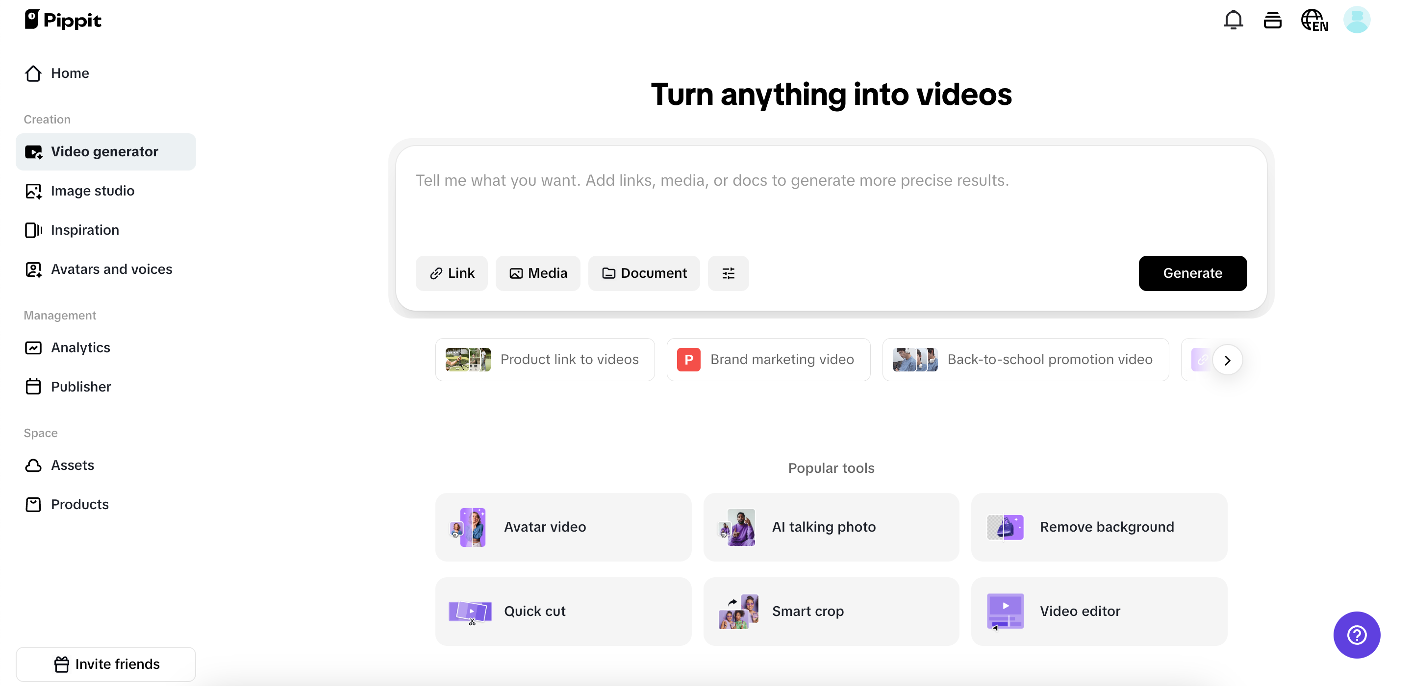 Upload any links and media for your story