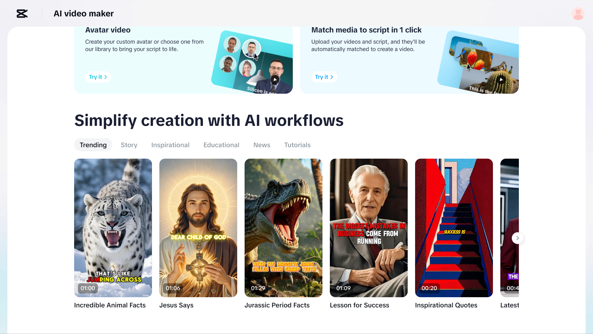 Plantillas de video con IA de CapCut Web