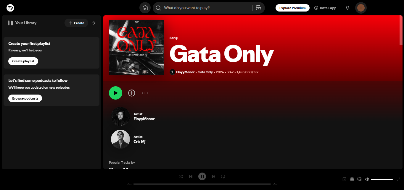 FloyyMenor ve Cris Mj 'den Gata Only - Spotify' da en çok dinlenen şarkılardan biri