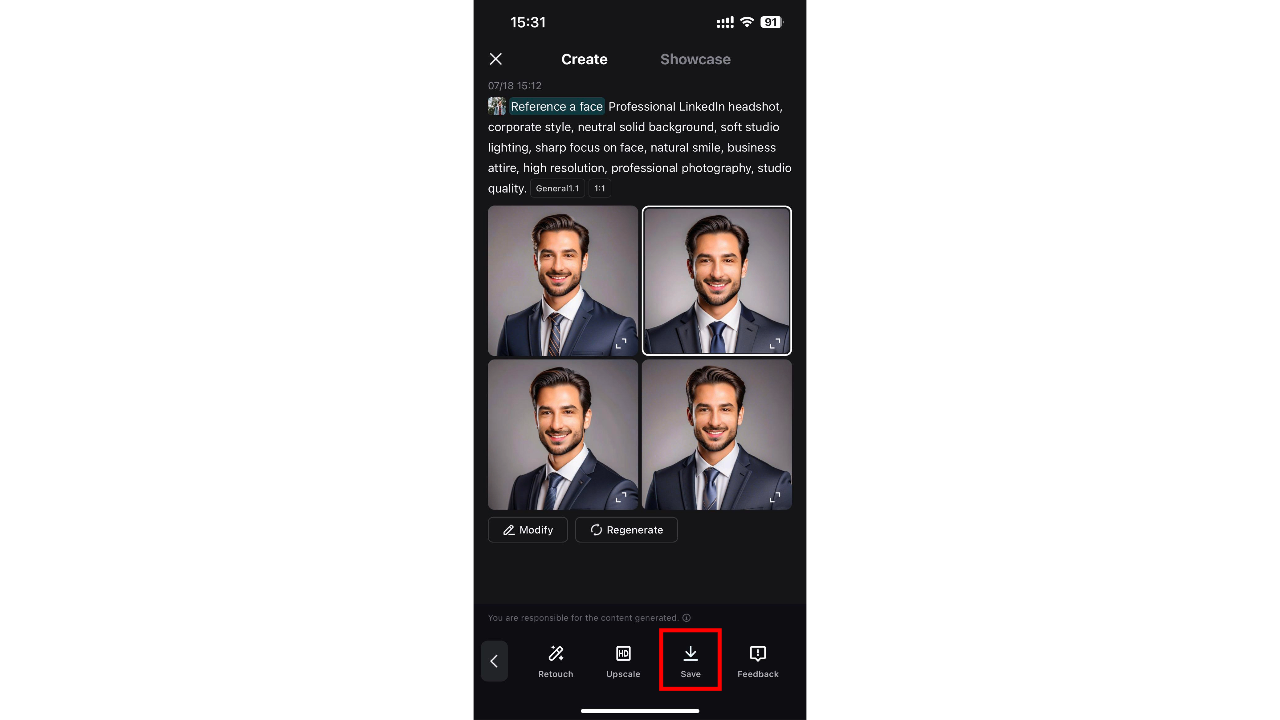 Download professional AI headshot