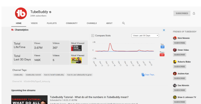 Interfaccia di Tubefriend - il miglior plugin di analisi di YouTube