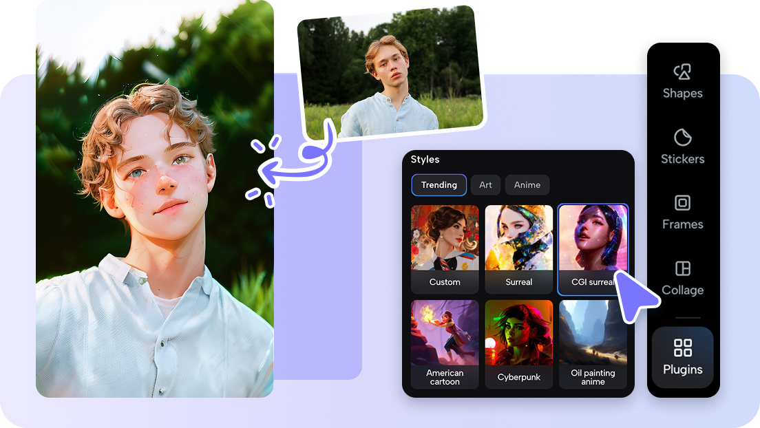 Multiple artistic styles for options