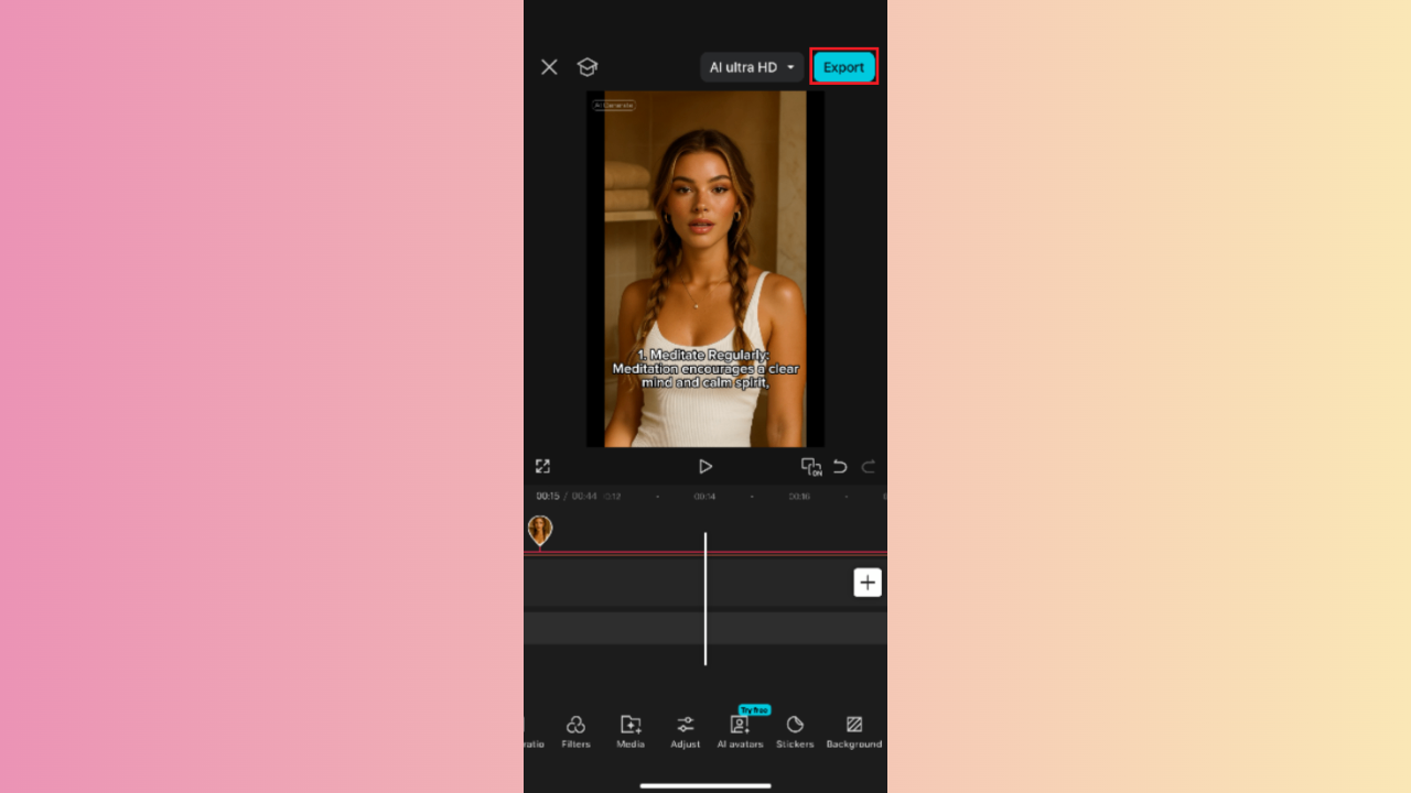 Export avatar video