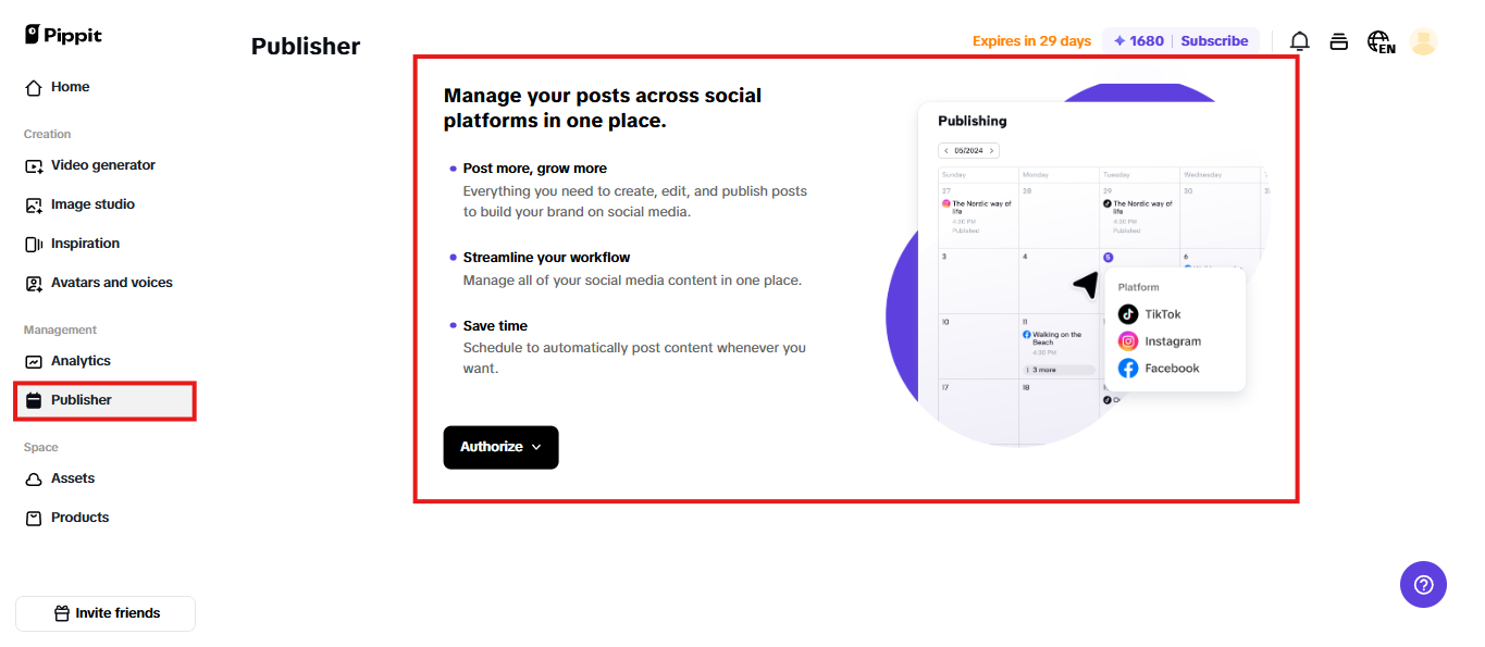 Connect your social media account