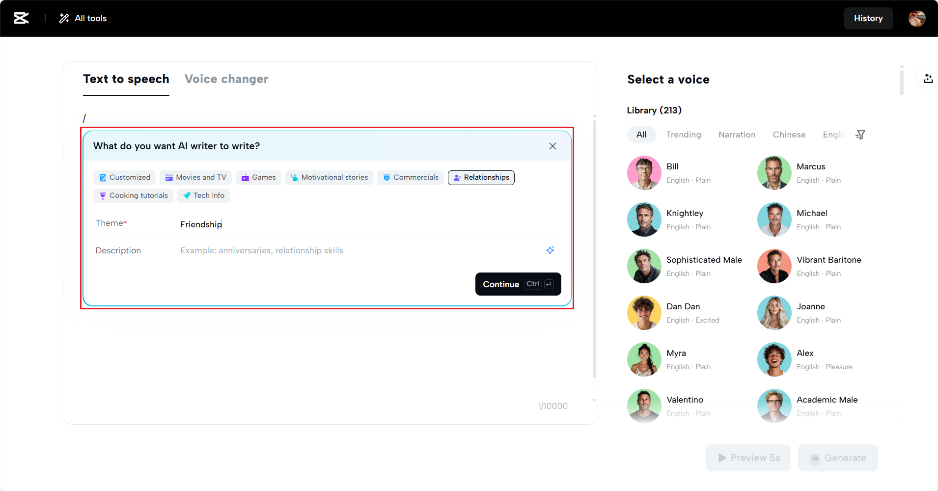Upload your text or use AI writer
