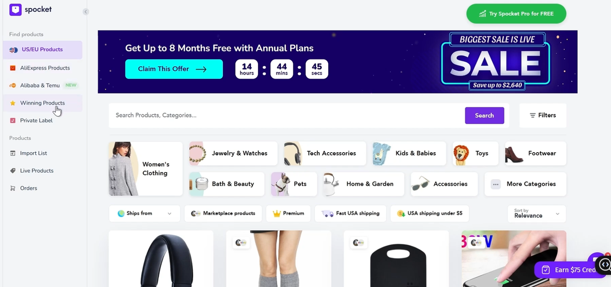 Spocket - dropshipping suppliers for TikTok shop
