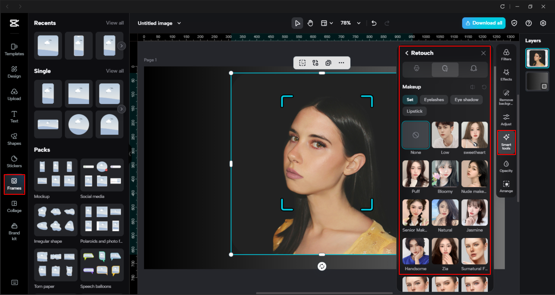 Applying beauty effects to the image with the CapCut desktop video editor