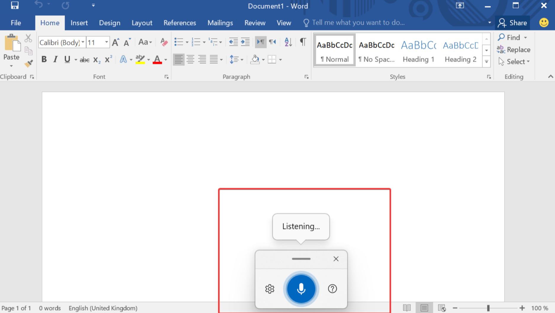 Interface of Windows Voice Access - an effective way to convert voice to text on Windows 11