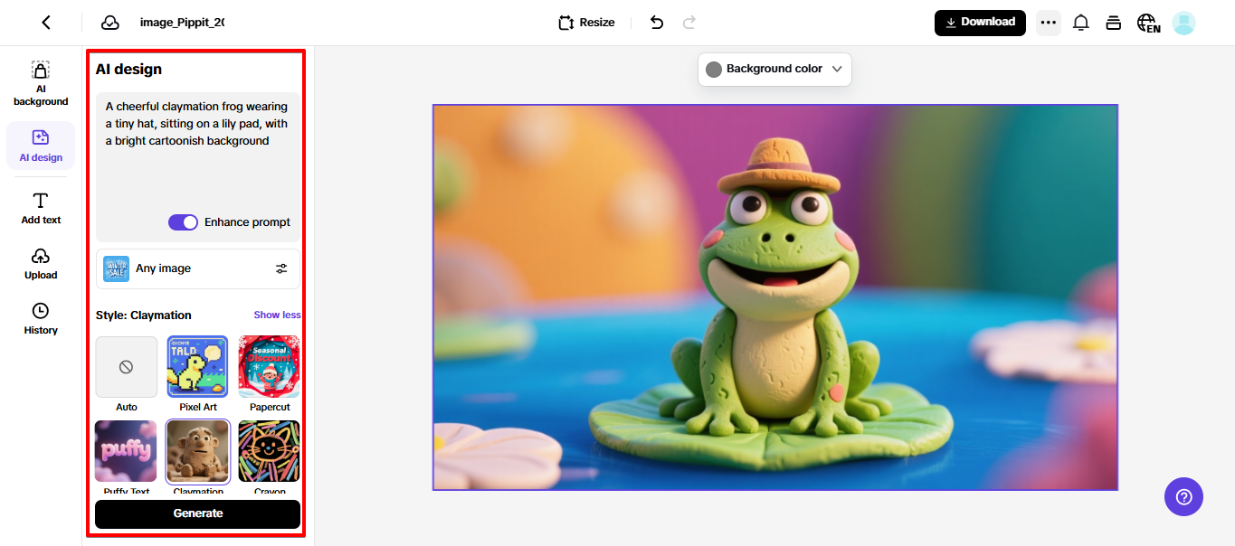 AI design tool in Pippit