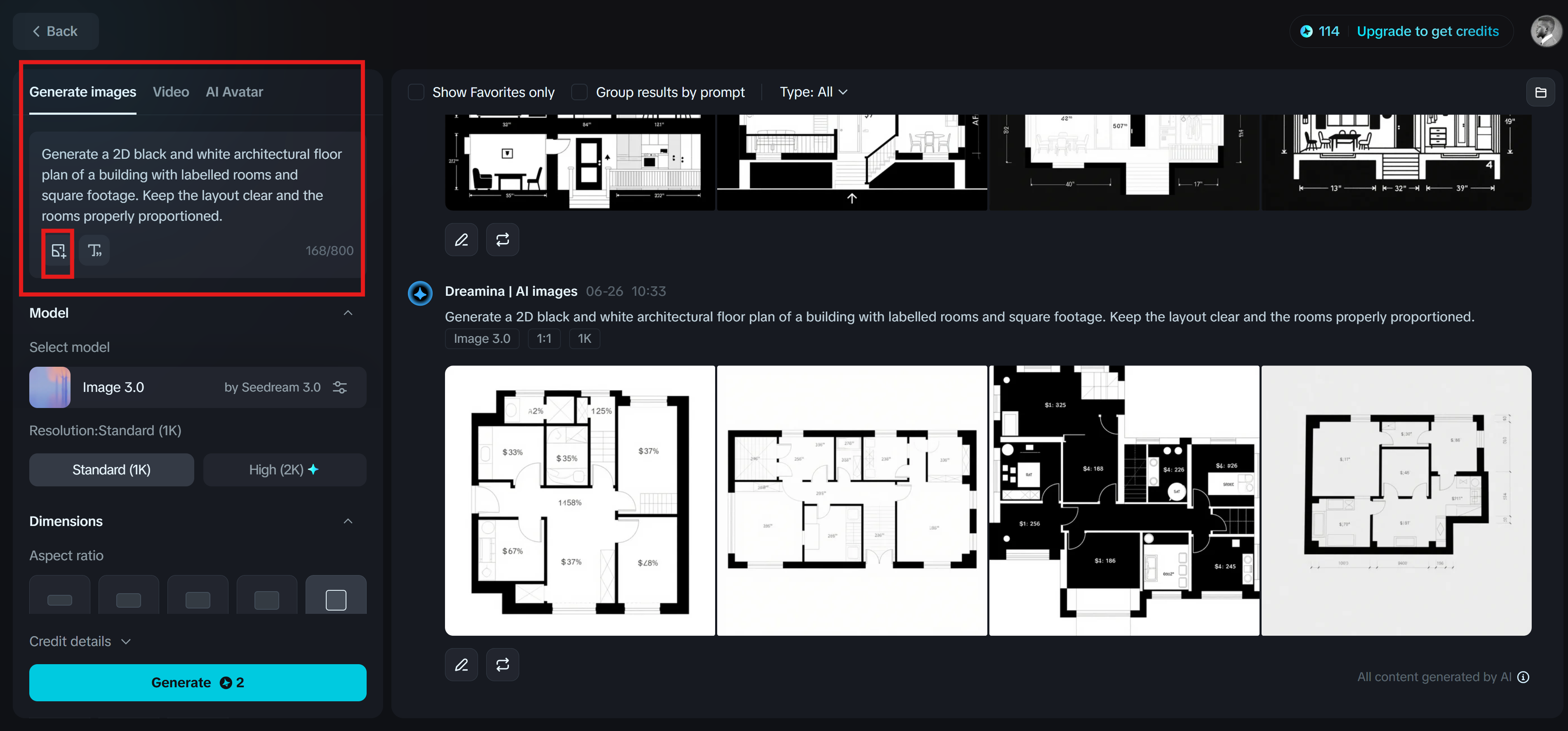 Dreamina: Online gratis plattegrondgenerator