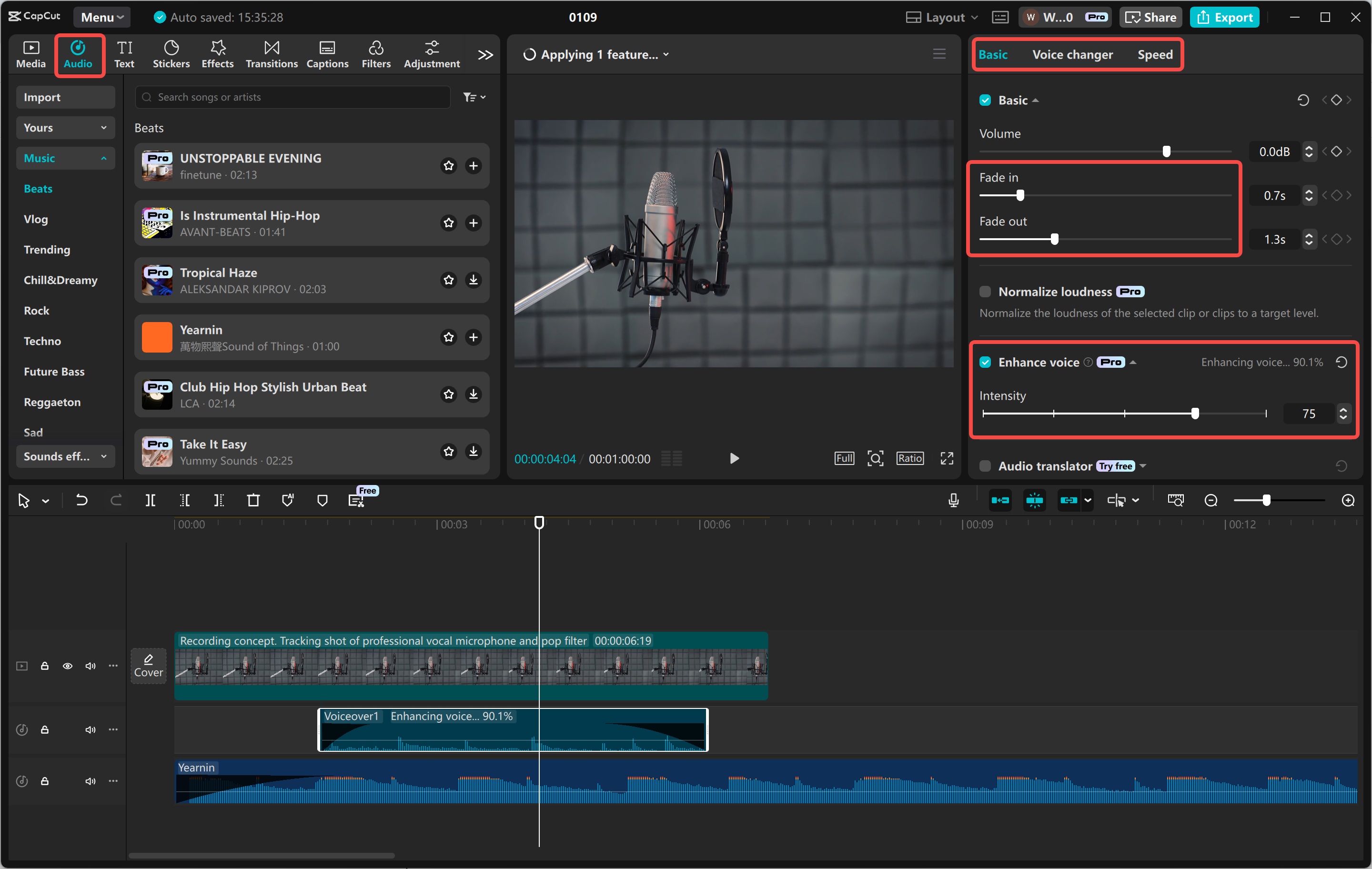 Adding and enhancing music using the CapCut desktop video editor