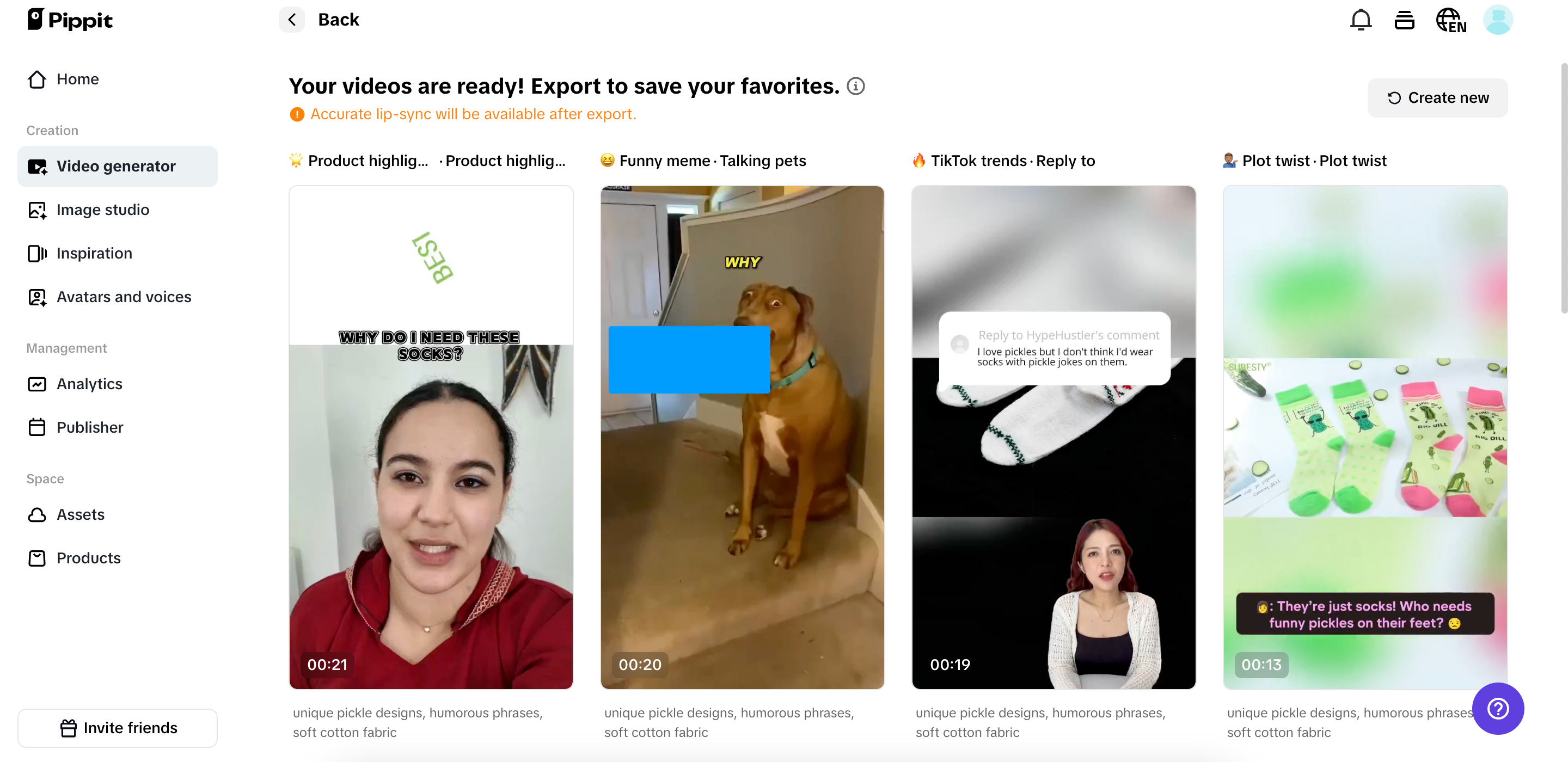 Select your preferred generated video